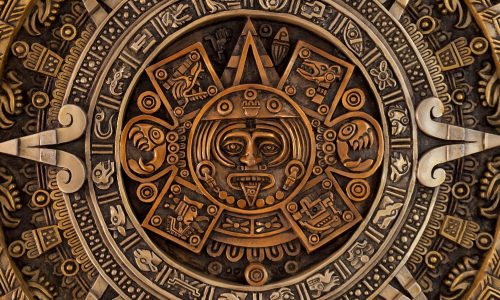 Close view of the aztec calendar