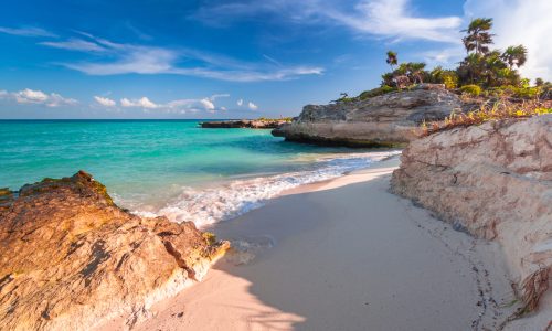 Beach at Caribbean sea in Playa del Carmen, Mexico