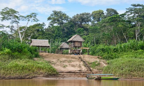 Typical hut along the Tambopata River, Peruvian Amazon